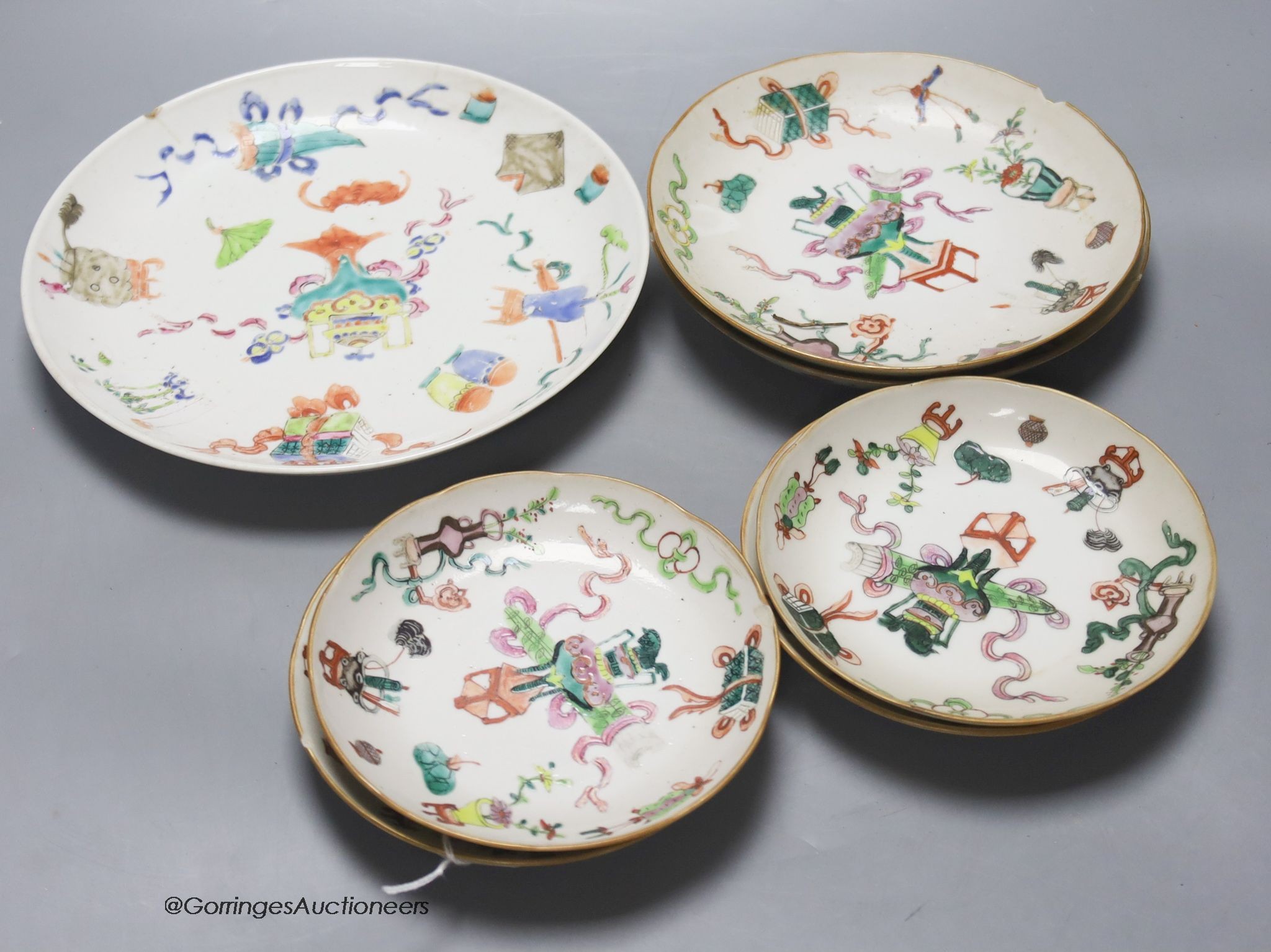 A collection of 19th century Chinese famille rose dishes